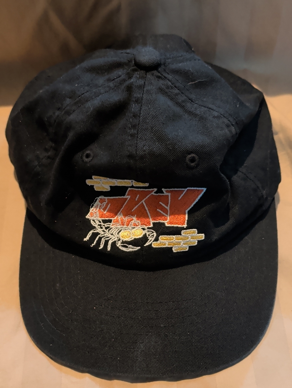 Obey Black Kids Cap with Orange Logo and Yellow Crab Embroidery